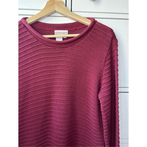 Coldwater Creek 100% cotton knit sweater‎ red-burgundy size XS Christmas winter - Picture 7 of 17